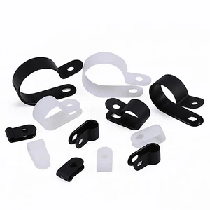 Black & White Nylon Plastic P Clips - High Quality Fasteners For Cable & Tubing - Picture 1 of 23