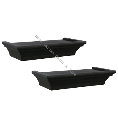 GREENBRIER INTERNATIONAL INC. SET 2 Small BLACK Floating PVC Plastic Shelf Shelves 8.6" L x 4" D Holds 5 lbs