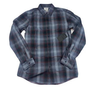 Hurley Classic Grady Stretch Long Sleeve Woven Shirt Plaid Grey Mens Size Small - Picture 1 of 7