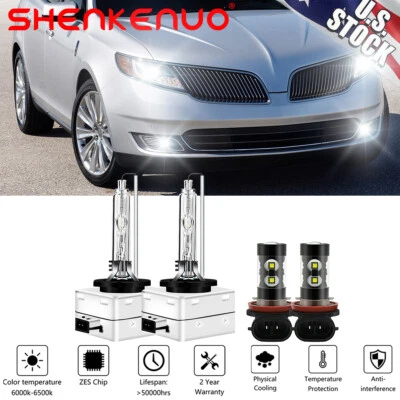 适用于林肯 MKS 2009 - 2016 D3S HID 车头灯 Hi/Lo+H11 LED 雾灯灯泡 6000K — 第 1/4 张图片
