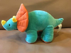 Inter American Products 10” Dinosaur Plush Triceratops Turquoise Orange Dino - Picture 1 of 5