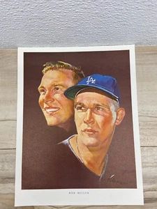 Vtg 1964 Paper Portrait Bob Miller LA Dodgers By Nicholas Volpe - Picture 1 of 4