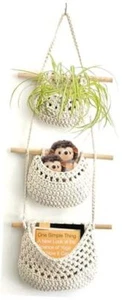 Wall Hanging Cotton Baskets, Large Hanging Baskets 3 Tier Decorative A-White - Picture 1 of 8