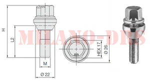 8 BULLONI FLOTTANTI VARIAZIONE INTERASSE M12x1,25 L2=35 4X100 / 4X98 - Imagen 1 de 1