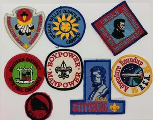Lote de parches Boy Scout BSA 1972 Gettysburg Lincoln Roundup Boypower Cache Valley - Imagen 1 de 8