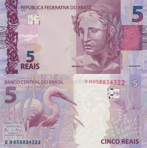 Brasil 5 reales (ND/2010) - Escultura República/Argreta/p-253d, B875d Prefijo DH UNC - Imagen 1 de 3