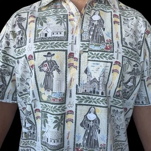 Aloha Hawaiian Shirt Reyn Spooner Large Father Damien Mother Marianne Cope - Picture 1 of 8