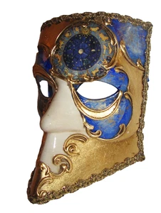 CASANOVA - EINE HOCHWERTIGE ITALIENISCHE MASKE HANDBEMALT VON HANDWERKERN, BLAUES STERNZEICHEN-DESIGN. - Bild 1 von 3