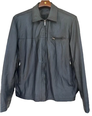 Ermenegildo Zegna-ZEGNA SI-黑色全拉链皮革夹克-大号意大利 — 第 1/4 张图片