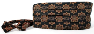 MATSUDA Vintage Negro Multi Geométrico Jacquard Seda Hombre Faja y Pajarita - Imagen 1 de 9