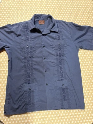 Maximos Guayabera Men's Size L Short Sleeve Button Up Shirt - Atoll Blue - Image 1 of 4