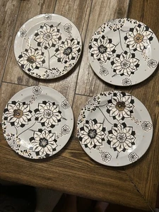 4 ANTHROPOLOGIE Corinna STUDIO STONEWARE 11" Paisley Dinner Plates Rare - Picture 1 of 3