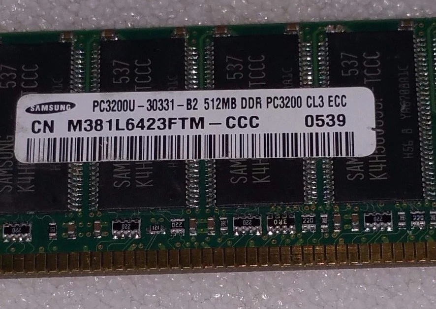512MB DDR1 DDR PC PC3200E DDR1-400 3200E 184PIN ECC UNBUFFERED  2RX8  - Image 1 of 1