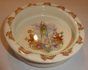 Vintage Royal Doulton Bunnykins Rocketship Rimmed Child’s Bowl Dish - Picture 1 of 7