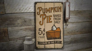 Pumpkin Pie Novelty Distressed Sign, Personalized Wood Sign - Picture 1 of 2
