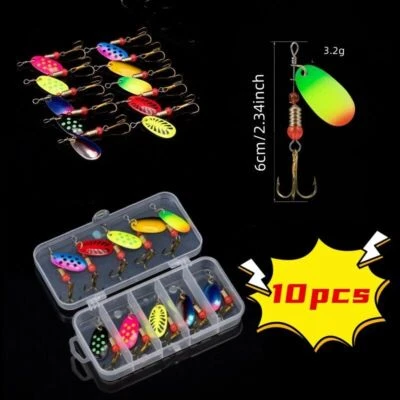 10 Stk Spinner Blinker Set Angeln Kunstköder Hecht Barsch Zander Forelle Köder - Bild 1 von 4