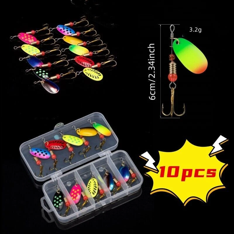 10 Stk Spinner Blinker Set Angeln Kunstköder Hecht Barsch Zander Forelle Köder - Bild 1 von 4