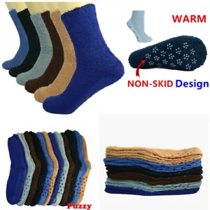 10 Pairs Mens Soft Cozy Fuzzy Winter Indoor Socks Non Skid Solid Slipper 9-13 - Picture 1 of 5