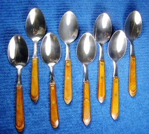 (8) cucharadas con mango de madera inoxidable Washington Forge Town & Country - Imagen 1 de 3