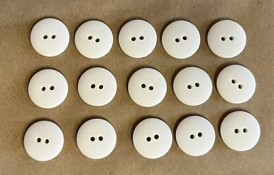15 x 20mm Ivory 2 Hole Flat Smooth Matt Buttons Sewing/Knitting/Crafts - Image 1 of 3