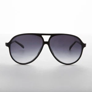 Large Pilot Vintage Sunglasses with Gradient Lens Matte Black Frame  - Champ - Picture 1 of 3