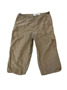 Columbia Pants Women Medium Tan Capri Cargo Hiking Bermuda Utility 30x17 Vintage - Picture 1 of 20