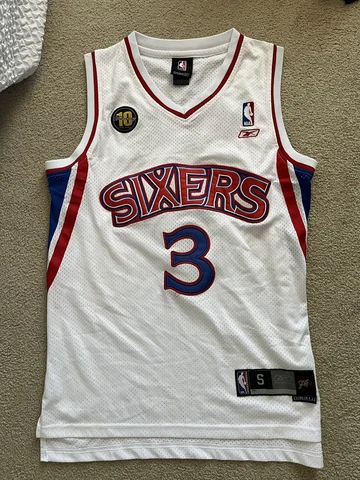 Stitched Allen Iverson 76ers Reebook Jersey Size S White/Red/Blue Cover