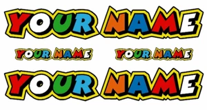 4 Personalised Name Stickers  TOP QUALITY  Motorbike Helmet   - Picture 1 of 1