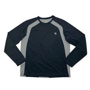 Mountain Hardwear Shirt Men L Large Grey Black Long Sleeve Active Outdoor Hiking - Picture 1 of 8