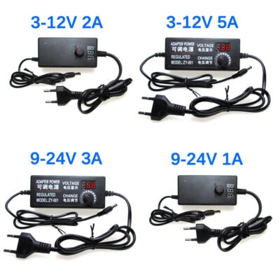 Adjustable AC To DC Power Supply 3V 5V 6V 9V 12V 15V 18V 24V 1A 2A 5A Adapter  - Image 1 of 4
