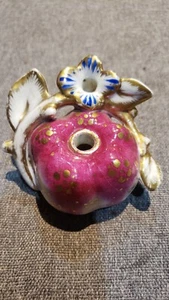 Old Paris Hand Painted Set Apple & Blossom Rococo Revival Inkwell C. 1830-1860  - Picture 1 of 13