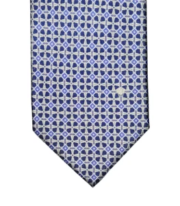 Versace Necktie Tie Mens Blue Gray White Geometric Silk Medusa Head Italy Luxury - Picture 1 of 7