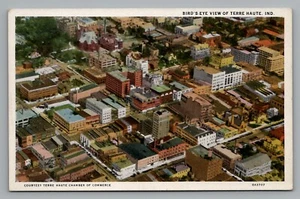 Birds Eye View Terre Haute Indiana White Border c1915-1930 Unposted - Picture 1 of 2