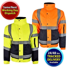 Giacca Bomber Alta Visibilità Uomo 2 Toni Hi Vis Imbottita Giacche Invernali Calde S-6XL - Foto 1 di 1