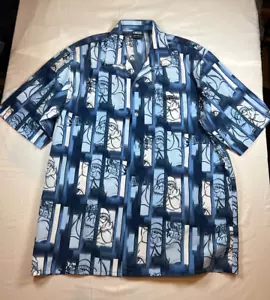 SZ L VTG SOUTHPOLE Boy Hip Hop AOP Collar Loop Blue Tab Button Shirt RARE Mens - Picture 1 of 21
