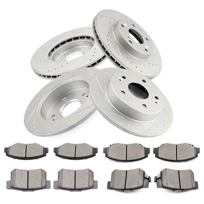 Slotted Front & Rear Brake Discs Rotors Ceramic pads For 13-15 Honda Civic Sedan - Image 1 of 4