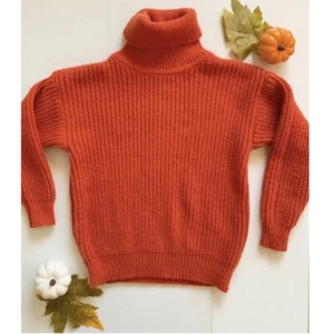 KIDS GIRLS ORANGE TURTLENECK KNITTED SWEATER SIZE 5T - Picture 1 of 5