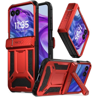 For Moto Razr Plus 2024 / 2025 Case Poetic with Kickstand Shockproof Cover Red - Image 1 of 4