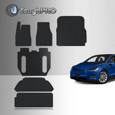 Juego completo de alfombrillas negras ToughPRO para Tesla Model X 2017-agosto 2020 6 plazas Foto 1 de 4