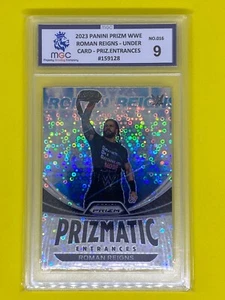 Roman Reigns WWE Panini Disco Prizm 2023 Prizmatic Entrances Graded MGC 9 Card - Picture 1 of 2