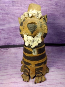 Estatuilla de cerámica de tigre estatua caprichosa sombrero de Santa barba hecha a mano aficionado 9,5 pulgadas - Imagen 1 de 8