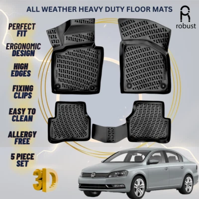 Tapetes forros para VW Volkswagen Passat 2010-2014 alfombras de alta resistencia para todo tipo de clima Foto 1 de 4