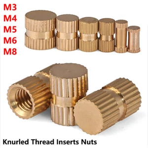 Solid Brass Injection Molding Knurled Thread Inserts Nuts Blind Hole M3,4,5,6,8 - Picture 1 of 14