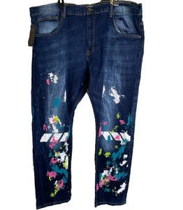 FWRD Denim Jeans Herren Größe 48 Dark Wash Paint Splattered Streetwear Grunge NEU - Bild 1 von 10