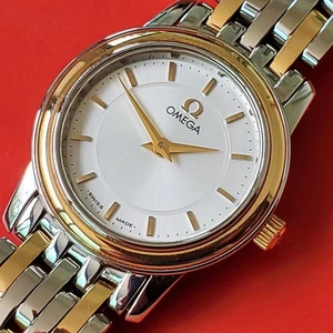 MUJER OMEGA PRESTIGE CAL 1456 CUARZO ORO 18K BISEL/SS ESFERA PLATA LIMPIA - Imagen 1 de 21