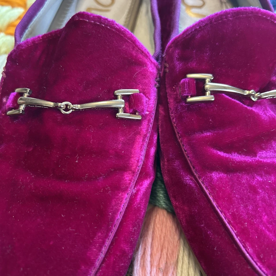 Mocasines Sam Edelman Lorraine Terciopelo Fushia Lior Talla 9 Broca Dorada Preppy Pisos Foto 1 de 4