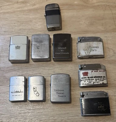 Vintage Lighter Lot - Military, Advertising, & More - 10 Lighters Total - Image 1 of 3