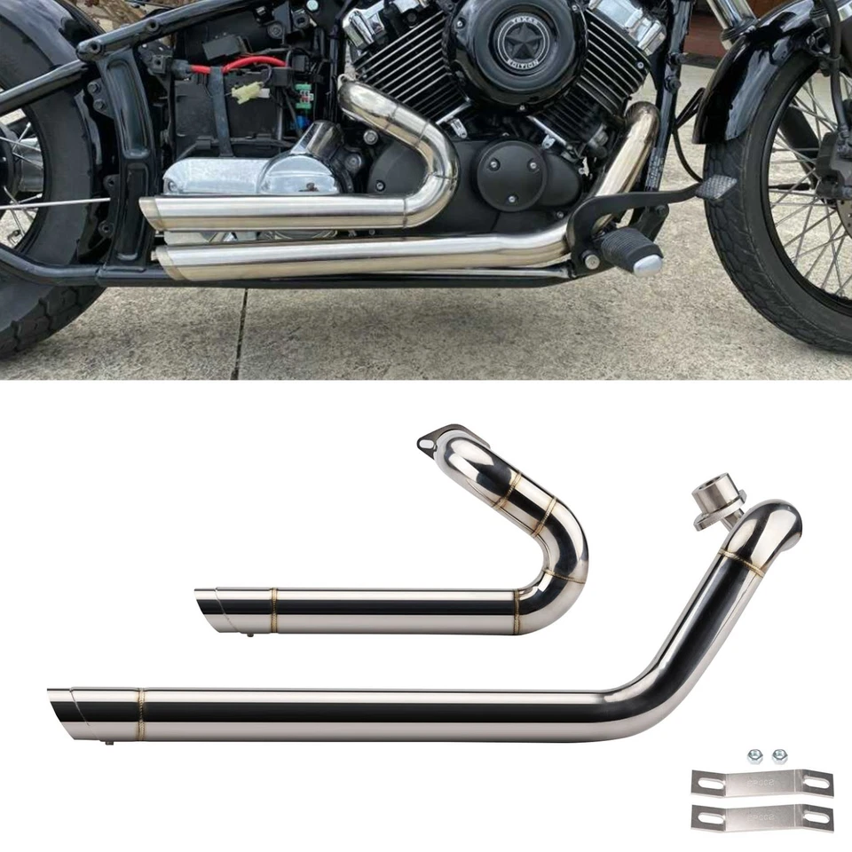 Shortshots Staggered Exhaust Pipes For Yamaha V star 650 XVS650 Dragstar 650 400 - Imagem 1 de 4