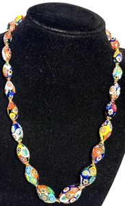 Vintage venezianische Murano Moretti Millefiori Glasperlen Halskette 18 Zoll - Bild 1 von 5