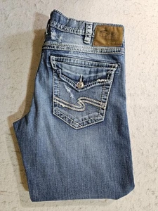 Silver Jeans Signature Zac Relaxed Straight Leg Jeans Mens Siz 36x30 Light Wash - Picture 1 of 12